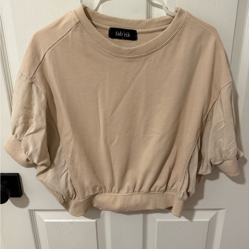 Fab'rik Women's Beige Short Sleeve Top